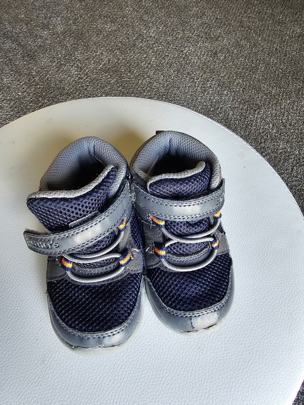 Carter's Navy and Gray Toddler Sneakers with Orange Accents